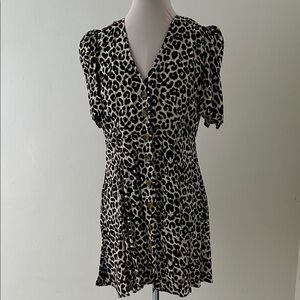 Something Navy Black and White Leopard Mini Dress